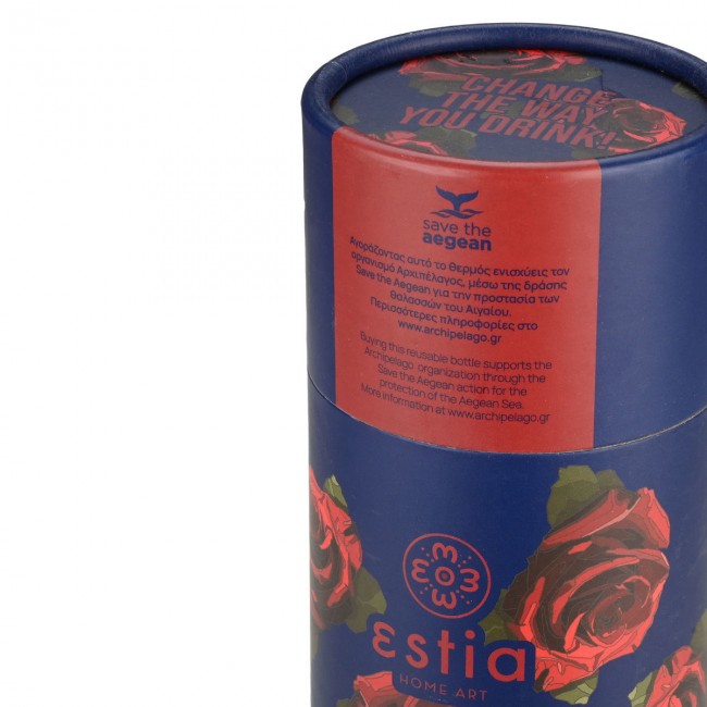 ESTIA ΘΕΡΜΟΣ TRAVEL FLASK SAVE THE AEGEAN 500ml ELECTRIC ROSES