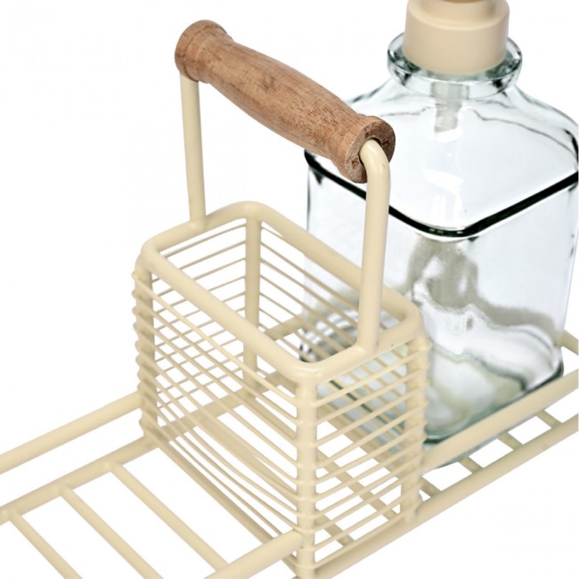 ESTIA ΔΟΧΕΙΑ ΥΓΡΟΥ ΠΙΑΤΩΝ ALLURE 2x300ml ΜΕ ΜΕΤΑΛΛΙΚΗ ΒΑΣΗ &amp; ΘΗΚΗ ΓΙΑ ΣΦΟΥΓΓΑΡΙ IVORY