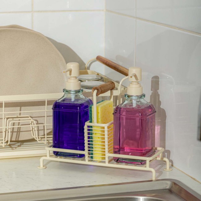 ESTIA ΔΟΧΕΙΑ ΥΓΡΟΥ ΠΙΑΤΩΝ ALLURE 2x300ml ΜΕ ΜΕΤΑΛΛΙΚΗ ΒΑΣΗ &amp; ΘΗΚΗ ΓΙΑ ΣΦΟΥΓΓΑΡΙ IVORY