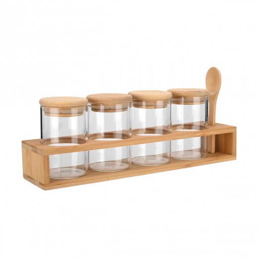 ESTIA ΔΟΧΕΙΑ ΜΠΑΧΑΡΙΚΩΝ ΓΥΑΛΙΝΑ ΣΕΤ 5 ΤΕΜ 27x6.5x12.5cm ΜΕ ΒΑΣΗ BAMBOO ΚΑΙ ΚΟΥΤΑΛΙ ESTIA ΔΟΧΕΙΑ ΜΠΑΧΑΡΙΚΩΝ ΓΥΑΛΙΝΑ ΣΕΤ 5 ΤΕΜ 27x6.5x12.5cm ΜΕ ΒΑΣΗ BAMBOO ΚΑΙ ΚΟΥΤΑΛΙ