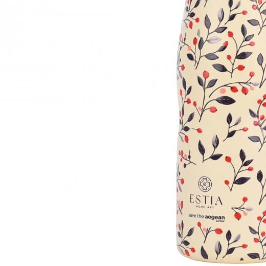 ESTIA ΘΕΡΜΟΣ TRAVEL FLASK SAVE THE AEGEAN 500ml BLOOM  BEIGE