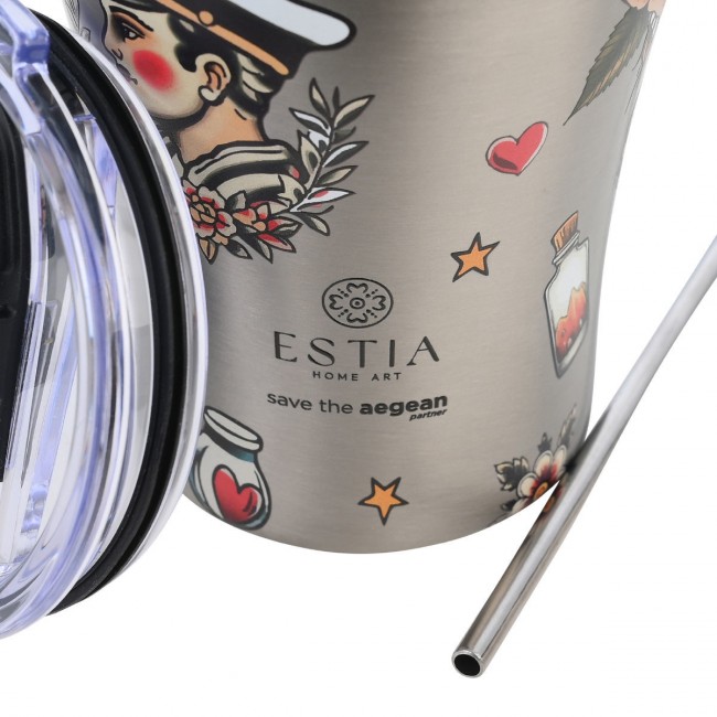 ESTIA ΘΕΡΜΟΣ COFFEE MUG SAVE THE AEGEAN 350ml OLD SCHOOL INK