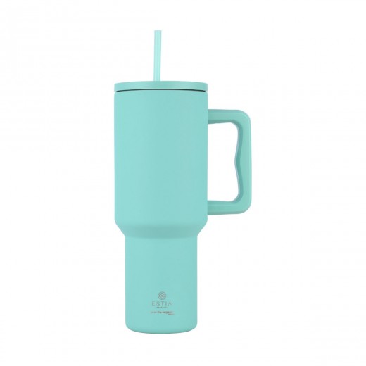 ESTIA ΘΕΡΜΟΣ STRAW TUMBLER XL SAVE THE AEGEAN 1200ml BERMUDA GREEN