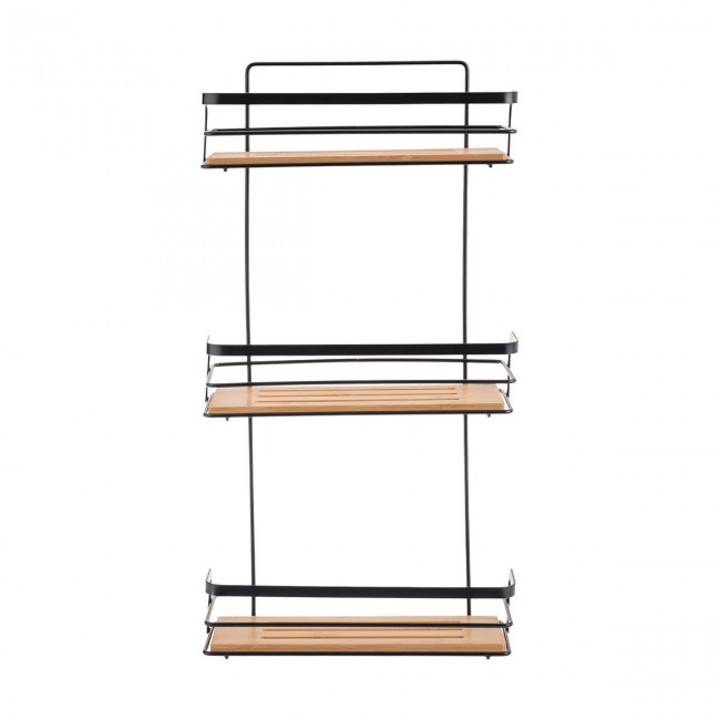 ESTIA ΕΤΑΖΕΡΑ BAMBOO ESSENTIALS ΜΕΤΑΛΛΙΚΗ ΙΣΙΑ 3 ΘΕΣΕΩΝ 25.5x10.5x49cm ΜΑΥΡΗ