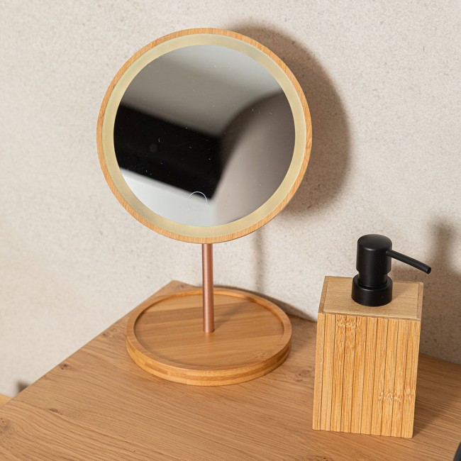 ESTIA ΚΑΘΡΕΦΤΗΣ ΕΠΙΤΡΑΠΕΖΙΟΣ BAMBOO ESSENTIALS ME LED ΦΩΤΙΣΜΟ 18x18x30cm