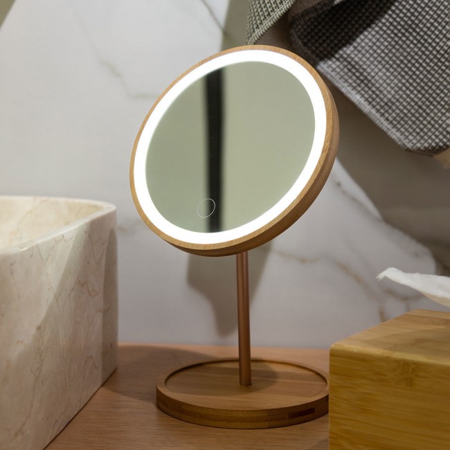 ESTIA ΚΑΘΡΕΦΤΗΣ ΕΠΙΤΡΑΠΕΖΙΟΣ BAMBOO ESSENTIALS ME LED ΦΩΤΙΣΜΟ 18x18x30cm