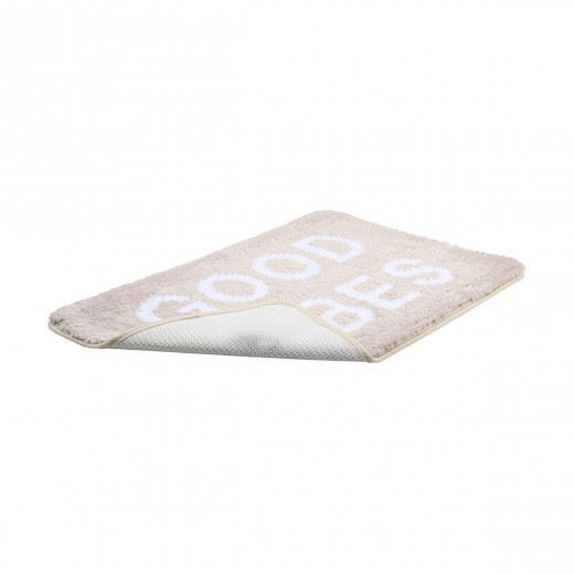ESTIA ΤΑΠΕΤΟ ΜΠΑΝΙΟΥ GOOD VIBES 40x60cm 100% ΜΙΚΡΟΪΝΕΣ TAUPE