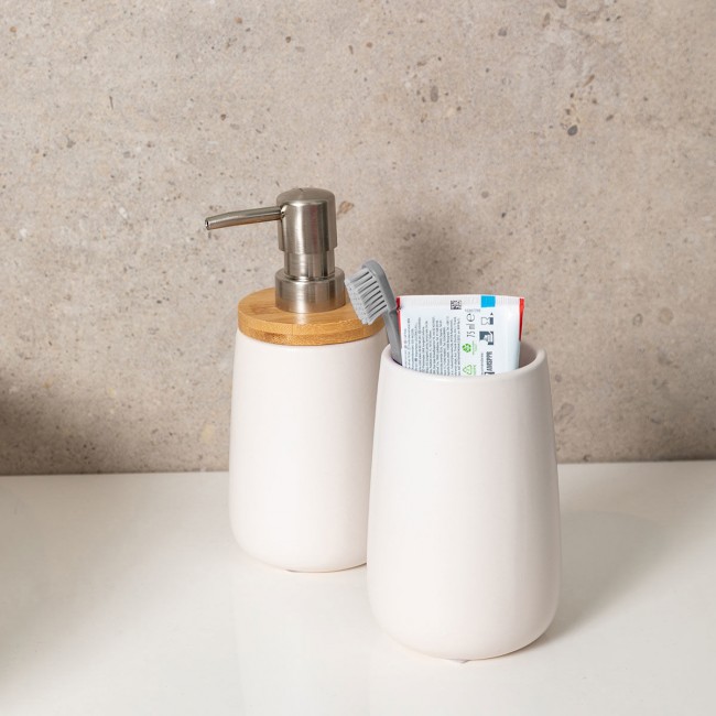ESTIA ΠΟΤΗΡΑΚΙ ΜΠΑΝΙΟΥ BAMBOO ESSENTIALS ΠΟΡΣΕΛΑΝΗΣ ΛΕΥΚΟ