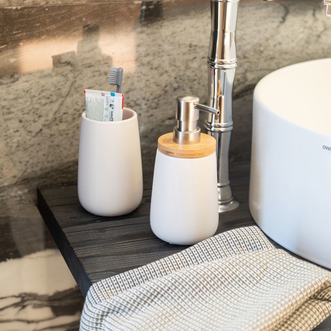 ESTIA ΠΟΤΗΡΑΚΙ ΜΠΑΝΙΟΥ BAMBOO ESSENTIALS ΠΟΡΣΕΛΑΝΗΣ ΛΕΥΚΟ