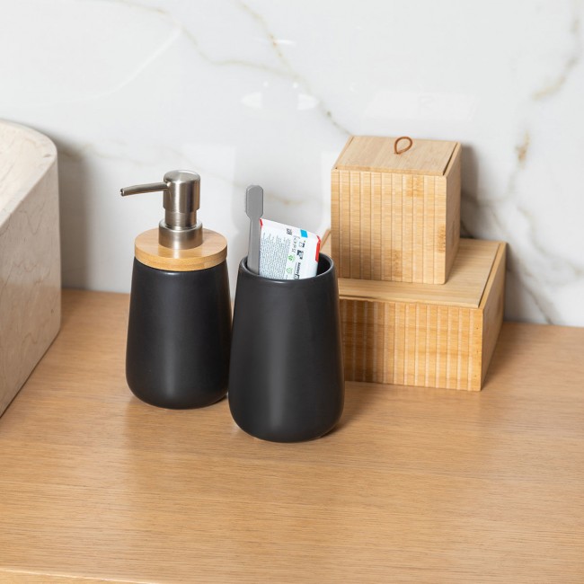 ESTIA ΠΟΤΗΡΑΚΙ ΜΠΑΝΙΟΥ BAMBOO ESSENTIALS ΠΟΡΣΕΛΑΝΗΣ ΜΑΥΡΟ