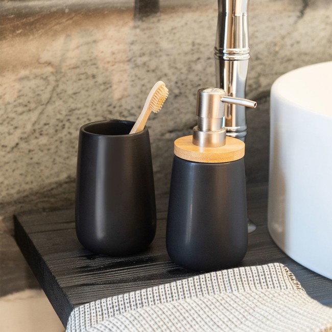 ESTIA ΠΟΤΗΡΑΚΙ ΜΠΑΝΙΟΥ BAMBOO ESSENTIALS ΠΟΡΣΕΛΑΝΗΣ ΜΑΥΡΟ