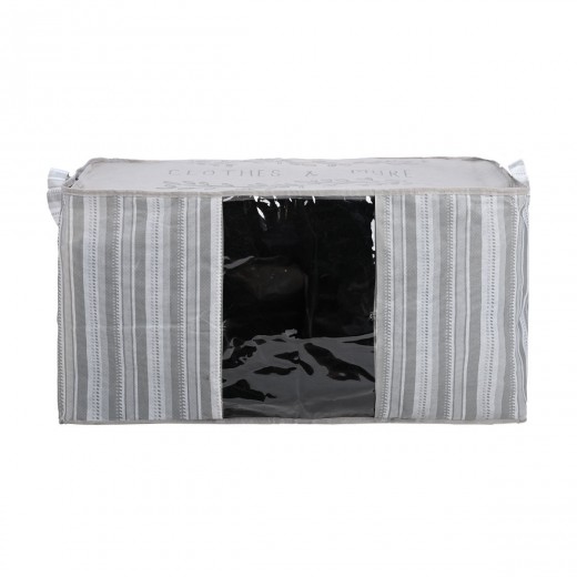 ESTIA ΘΗΚΗ ΑΠΟΘΗΚΕΥΣΗΣ NON WOVEN ΥΦΑΣΜΑΤΙΝΗ 50x40x30cm ΜΕ ΠΑΡΑΘΥΡΟ IVORY