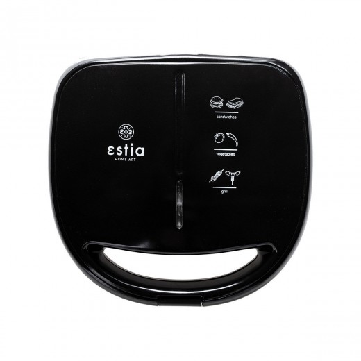 ESTIA ΤΟΣΤΙΕΡΑ BLACK &amp; INOX 2 ΘΕΣΕΩΝ 850w ΜΕ ΑΠΟΣΠΩΜΕΝΕΣ ΑΝΤΙΚΟΛΛΗΤΙΚΕΣ ΠΛΑΚΕΣ