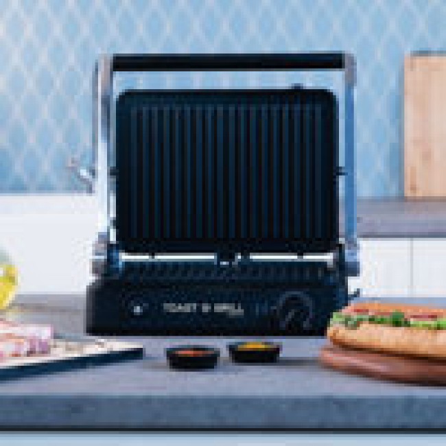 ESTIA ΣΑΝΤΟΥΙΤΣΙΕΡΑ ΓΚΡΙΛΙΕΡΑ TOAST &amp; GRILL 4 ΘΕΣΕΩΝ 2000w ΜΕ ΑΠΟΣΠΩΜΕΝΕΣ ΠΛΑΚΕΣ &amp; ΘΕΡΜΟΣΤΑΤΗ