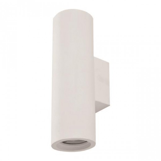 ΑΠΛΙΚΑ ΤΟΙΧΟΥ UP-DOWN ΣΤΡΟΓΓΥΛΛΗ ΓΥΨΙΝΗ 2xGU10 MAX 6W LED Φ75x100x250 EUROLAMP 147-53310