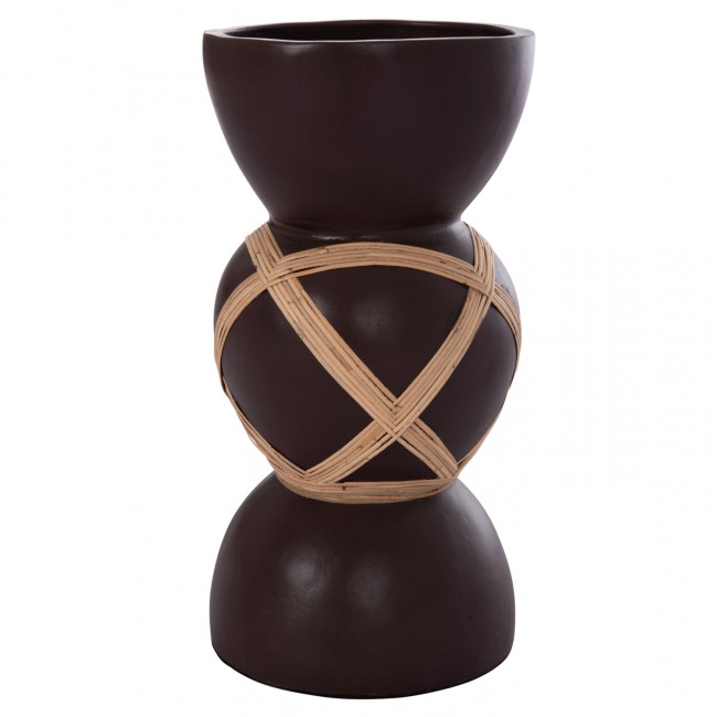ΔΙΑΚΟΣΜΗΤΙΚΟ ΒΑΖΟ ΔΑΠΕΔΟΥ MAYNARD HM4672.07L TERRACOTTA ΣΟΚΟΛΑΤΙ-RATTAN Φ32x62.5Υεκ