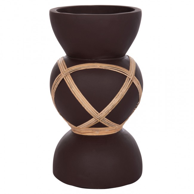 ΔΙΑΚΟΣΜΗΤΙΚΟ ΒΑΖΟ ΔΑΠΕΔΟΥ MAYNARD HM4672.07S TERRACOTTA ΣΟΚΟΛΑΤΙ-RATTAN Φ27.5x50Υεκ