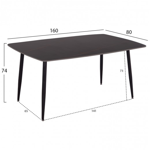 ΤΡΑΠΕΖΙ RAVEN HM18150.02 ΚΕΡΑΜΙΚΟ TOP ΜΕ ΟΨΗ ΜΑΥΡΟ ΜΑΡΜΑΡΟ 160x80x74Υεκ.
