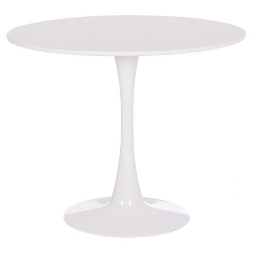 ΤΡΑΠΕΖΙ ΣΤΡΟΓΓΥΛΟ BROLIN HM18141.01 MDF TOP-ΒΑΣΗ ΜΕΤΑΛΛΙΚΗ--ΛΕΥΚΟ Φ90x73Υεκ