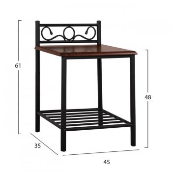 ΚΟΜΟΔΙΝΟ SUZIE HM388 ΑΠΟ ΜΕΤΑΛΛΟ ΚΑΙ ΞΥΛΟ 45x35x48-61 εκ.