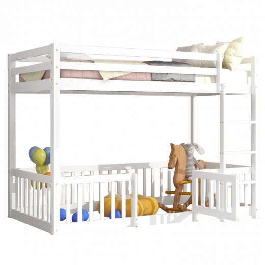 ΠΑΙΔΙΚΗ ΚΟΥΚΕΤΑ ΜΕ ΠΑΡΚΑΚΙ PLAYKID HM703.03 ΞΥΛΟ ΠΕΥΚΟΥ ΛΕΥΚΟ ΓΙΑ 190x90εκ