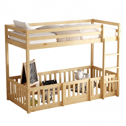 ΠΑΙΔΙΚΗ ΚΟΥΚΕΤΑ ΜΕ ΠΑΡΚΑΚΙ PLAYKID HM703.01 ΞΥΛΟ ΠΕΥΚΟΥ ΦΥΣΙΚΟ ΓΙΑ 190x90εκ