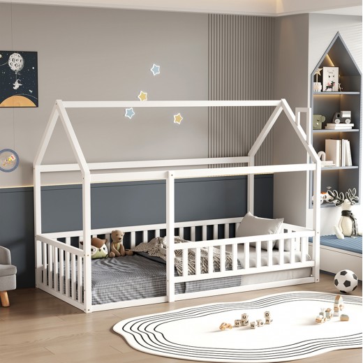 ΚΡΕΒΑΤΙ ΠΑΙΔΙΚΟ ΜΕ ΚΑΓΚΕΛΟ HOUSER HM706.03 τ.MONTESSORI ΞΥΛΟ ΠΕΥΚΟ ΛΕΥΚΟ-190x90εκ