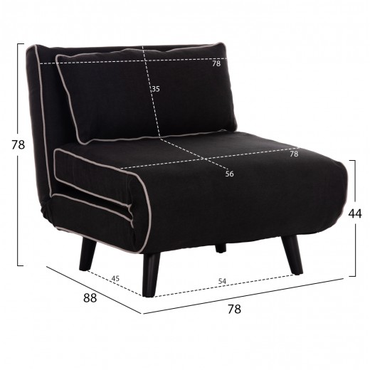 ΠΟΛΥΘΡΟΝΑ ΚΡΕΒΑΤΙ BRAXTON HM8425.03 ΜΑΥΡΟ ΥΦΑΣΜΑ 78x88x78Υεκ.
