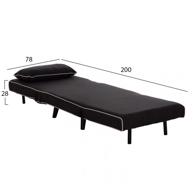 ΠΟΛΥΘΡΟΝΑ ΚΡΕΒΑΤΙ BRAXTON HM8425.03 ΜΑΥΡΟ ΥΦΑΣΜΑ 78x88x78Υεκ.
