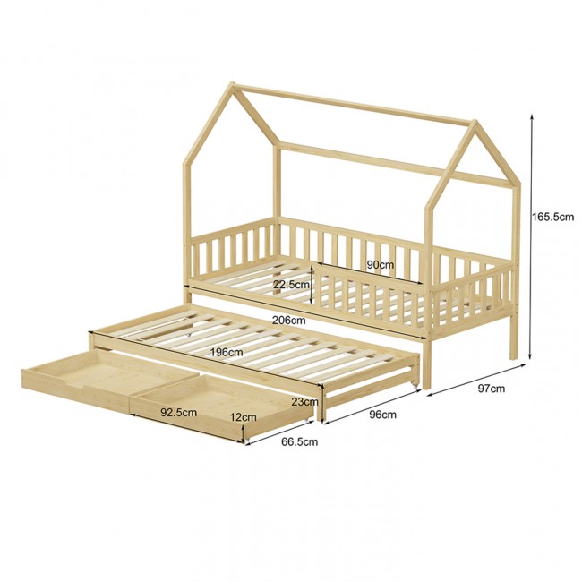ΠΑΙΔΙΚΟ ΚΡΕΒΑΤΙ 3 ΣΕ 1 PHYLLIS HM723.01 ΞΥΛΟ ΠΕΥΚΟΥ ΦΥΣΙΚΟ 206x97x166Υεκ.