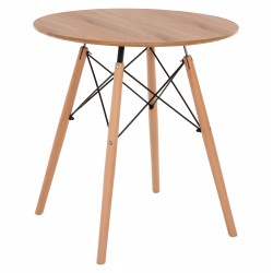 ΤΡΑΠΕΖΙ MINIMAL ΣΤΡΟΓΓΥΛΟ HM0059.04 MDF ΣΕ ΦΥΣΙΚΟ-ΠΟΔΙΑ ΟΞΙΑΣ ΦΥΣΙΚΟ Φ80Χ72Υεκ.