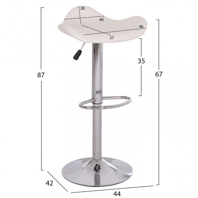 ΣΚΑΜΠO ΜΠΑΡ ΠΕΡΙΣΤΡΕΦΟΜΕΝΟ GANNA HM201.22 ΜΕ ΑΜΟΡΤΙΣΕΡ-ΛΕΥΚΟ PU 44x42x87Υεκ.