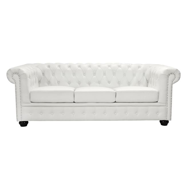 ΚΑΝΑΠΕΣ 3ΘΕΣΙΟΣ T.CHESTERFIELD HM3009.02 ΤΕΧΝΟΔΕΡΜΑ ΛΕΥΚΟ ΜΑΤ 208x90x73 εκ.