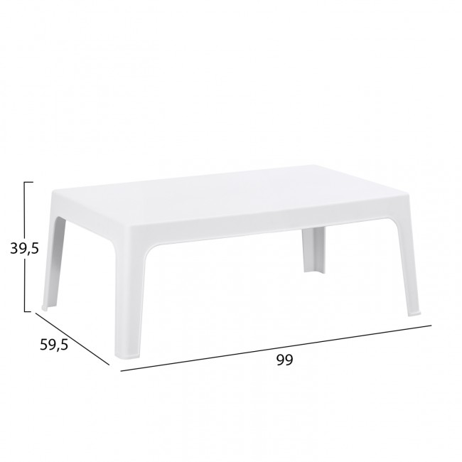 ΤΡΑΠΕΖΑΚΙ ΟΡΘΟΓΩΝΙΟ SLEEK HM6367.01 ΠΟΛΥΠΡΟΠΥΛΕΝΙΟ ΣΕ ΛΕΥΚΟ 99x59.5x39.5Υεκ.