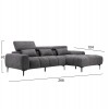 ΚΑΝΑΠΕΣ ΔΕΞΙΑ ΓΩΝΙΑ DIVYA HM3267.02R ΣΥΝΘ.SUEDE ΓΚΡΙ 264x175x99Υεκ.