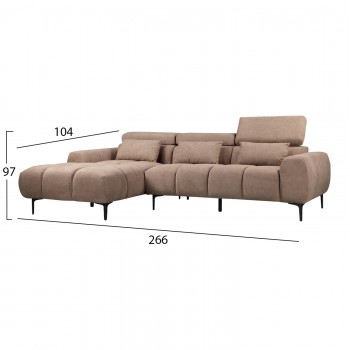 ΚΑΝΑΠΕΣ ΑΡΙΣΤΕΡΗ ΓΩΝΙΑ DIVYA HM3267.01L ΣΥΝΘ.SUEDE ΑΝΟΙΧΤΟ ΚΑΦΕ 264x175x99Υεκ.