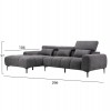 ΚΑΝΑΠΕΣ ΑΡΙΣΤΕΡΗ ΓΩΝΙΑ DIVYA HM3267.02L ΣΥΝΘ.SUEDE ΓΚΡΙ 264x175x99Υεκ.