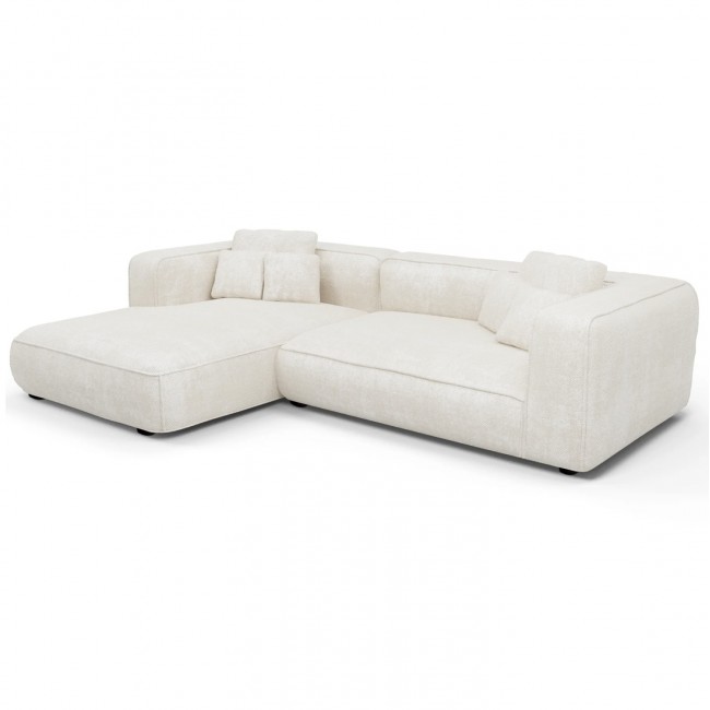 ΚΑΝΑΠΕΣ ΓΩΝΙΑ (ΑΡΙΣΤΕΡΗ) 3-ΘΕΣΙΟΣ GRACE HM3280.02L ΛΕΥΚΟ ΥΦΑΣΜΑ 252x160x70-90Υεκ