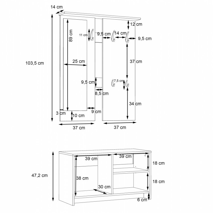 ΕΠΙΠΛΟ ΕΙΣΟΔΟΥ HM9225 ΛΕΥΚΟ SONAMA 82,9X34,5X180