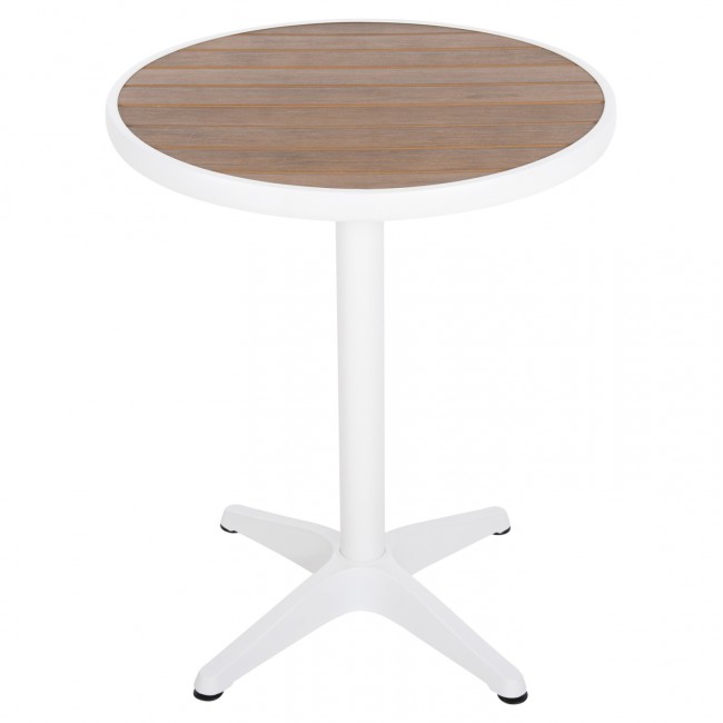 ΤΡΑΠΕΖΙ ΑΛΟΥΜΙΝΙΟΥ ΣΤΡΟΓΓΥΛΟ ALEXA HM6086.02 ΛΕΥΚΟ-POLYWOOD TOP ΦΥΣΙΚΟ Φ60x73Υεκ.