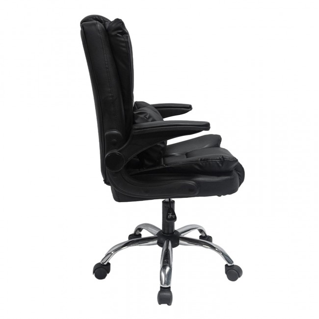 ΚΑΡΕΚΛΑ ΓΡΑΦΕΙΟΥ CANAN HM1201 ΜΑΥΡO PVC-ΜΑΥΡΟ NYLON-ΒΑΣΗ ΧΡΩΜΙΟΥ 66x61x105Υεκ.