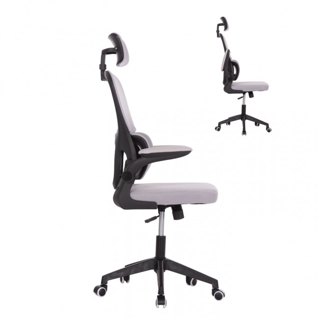 ΚΑΡΕΚΛΑ ΓΡΑΦΕΙΟΥ BASTON HM18236.02 ΓΚΡΙ MESH & ΜΑΥΡΟ PP ΣΚΕΛΕΤΟΣ 64x60x127Υεκ.