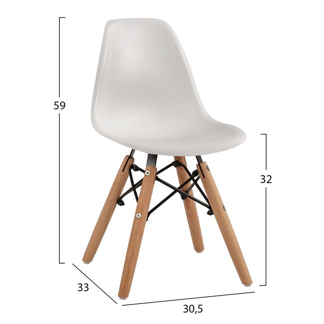 ΚΑΡΕΚΛΑ TWIST KID HM8453.01 ΞΥΛΙΝΑ ΠΟΔΙΑ Κ ΚΑΘΙΣΜΑ PP ΛΕΥΚΟ 31x34x55.5Υεκ