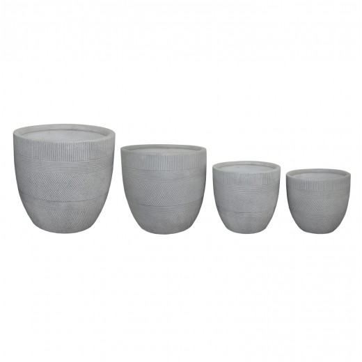 ΣΕΤ 4ΤΜΧ ΓΛΑΣΤΡΕΣ ΣΤΡΟΓΓΥΛΕΣ ΣΕΙΡΑ GARDENER HM4719 FIBERCLAY-ΧΡΩΜΑ CEMENT Φ44x43Υεκ