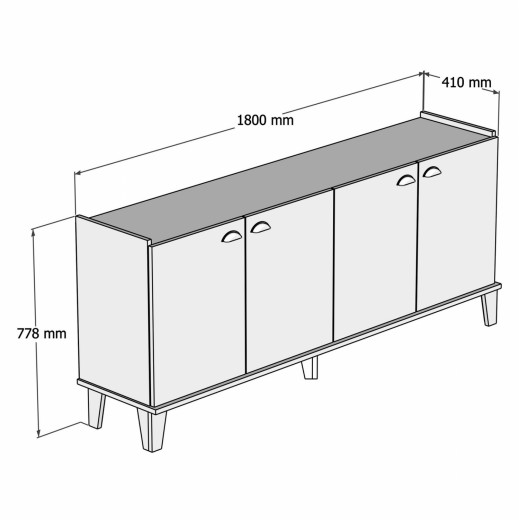 ΜΠΟΥΦΕΣ ΜΕΛΑΜΙΝΗΣ HM9045.01 NATURAL WOOD - ΜΑΥΡΟ ΜΑΡΜΑΡΟ 180x41x77,8Y εκ.