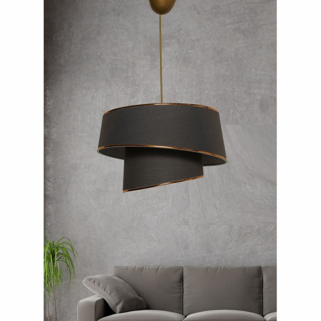 ΦΩΤΙΣΤΙΚΟ ΟΡΟΦΗΣ ΚΡΕΜΑΣΤΟ HM7356.02 ΜΕΤΑΛΛΟ ΚΑΙ ΥΦΑΣΜΑ ΑΝΘΡΑΚΙ ΧΡΥΣΟ Φ32x70Υ εκ.