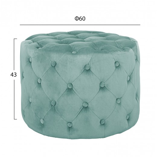 ΣΚΑΜΠΟ KASSIE ΦΥΣΤΙΚΙ ΒΕΛΟΥΔΟ ΤΥΠΟΥ CHESTERFIELD HM8406.07 Φ60X43Υ εκ.