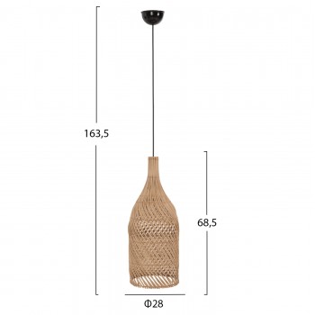 ΦΩΤΙΣΤΙΚΟ ΟΡΟΦΗΣ CARBOY HM7884 ΚΡΕΜΑΣΤΟ ΑΠΟ RATTAN ΣΕ ΦΥΣΙΚΟ ΧΡΩΜΑ Φ28x163,5Yεκ.
