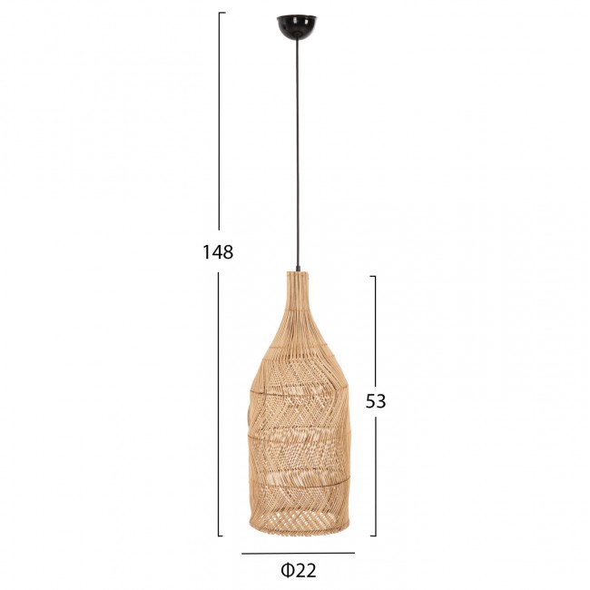 ΦΩΤΙΣΤΙΚΟ ΟΡΟΦΗΣ THEON HM7888 ΚΡΕΜΑΣΤΟ ΑΠΟ RATTAN ΣΕ ΦΥΣΙΚΟ ΧΡΩΜΑ Φ22x148Υ εκ.