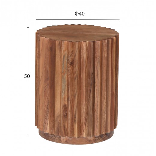 ΒΟΗΘΗΤΙΚΟ ΤΡΑΠΕΖΙ ΣΤΡΟΓΓΥΛΟ SEDGE HM9696 ΜΑΣΙΦ ΑΚΑΚΙΑ-ΦΥΣΙΚΟ ΧΡΩΜΑ Φ40x50Υεκ.